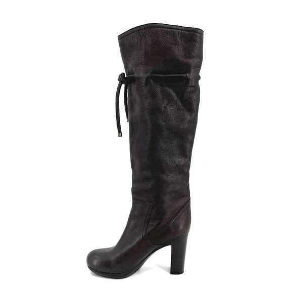 See By Chloe Tall Leather Boots Chocolate Brown Wool Lined High Heeled Size 37.5 - Picture 5 of 15